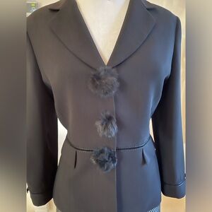 2 piece suit:  Ellen Tracy Skirt and Black Jacket with Authentic Fur Buttons